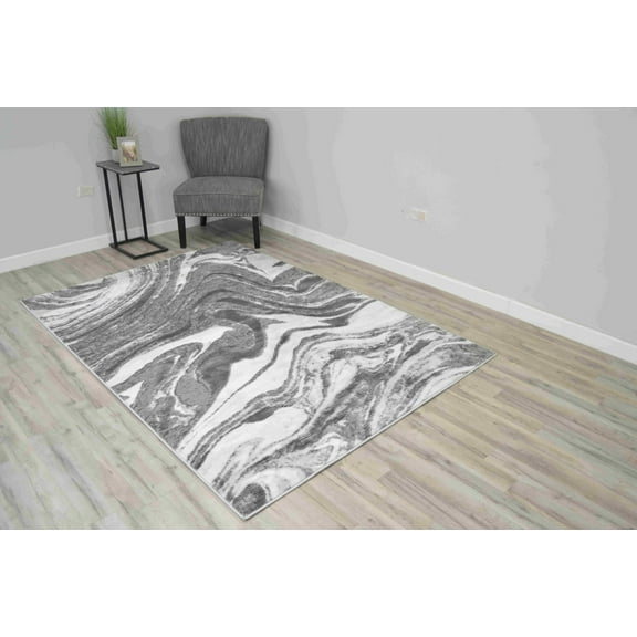 MARBLE Modern Stylish Living Room Rug Design 1048 - 2'6"x7'9" Runner, Anthracite