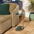 thumbnail image 1 of Beautiful Lane Drink Table by Drew Barrymore, for Living Rooms, Green Marble and Gold Finish, 1 of 11