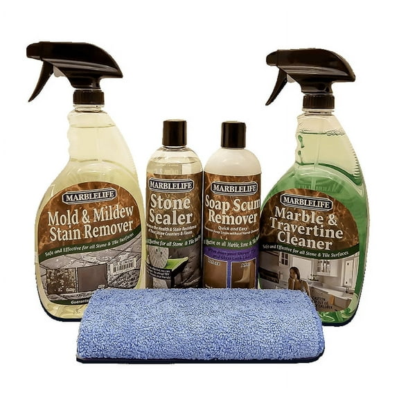 MARBLELIFE Stone Shower Cleaning and Sealing Kit, for Marble & Travertine Surfaces