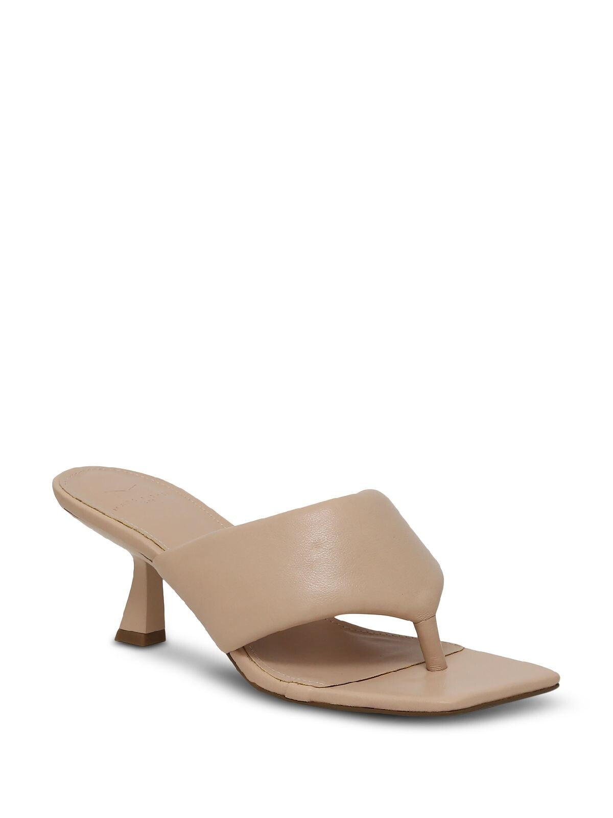 MARC FISHER Womens Beige Padded Cici Square Toe Kitten Heel Slip 