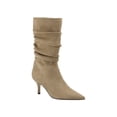 thumbnail image 1 of MARC FISHER Womens Beige Padded Ruched Manya Pointed Toe Stiletto Dress Slouch Boot 9 M, 1 of 4