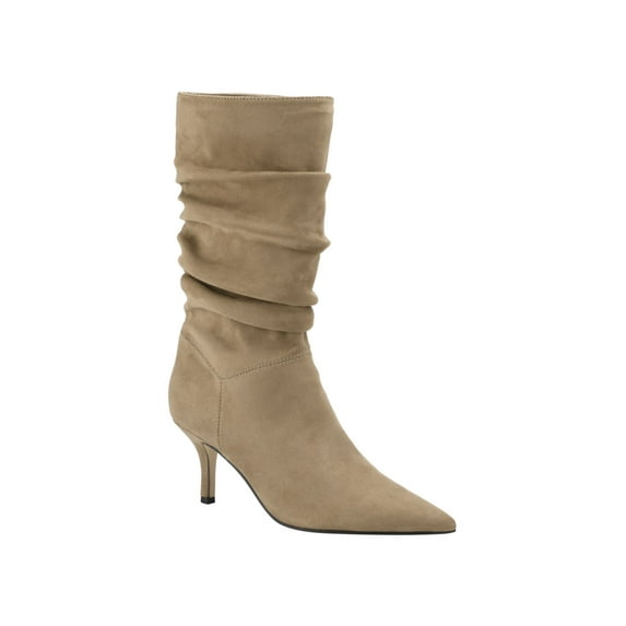 MARC FISHER Womens Beige Padded Ruched Manya Pointed Toe Stiletto Dress Slouch Boot 9 M