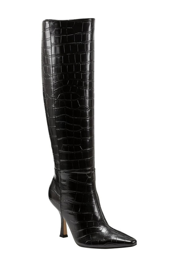 Womens Black Animal Print Goring Padded Vedanty Pointed Toe Stiletto Zip-Up Dress Boots 5.5 M
