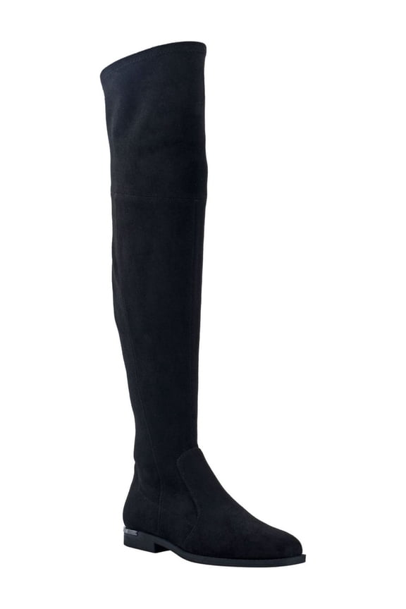 Womens Black Comfort Stretch Renn Round Toe Block Heel Zip-Up Heeled Boots 6 M