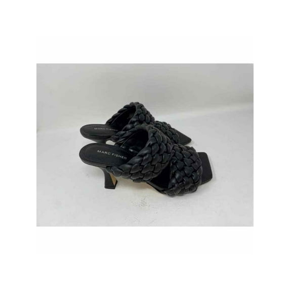 MARC FISHER Womens Black Padded Braided Toree Square Toe Slip On Heeled Sandal 6 M