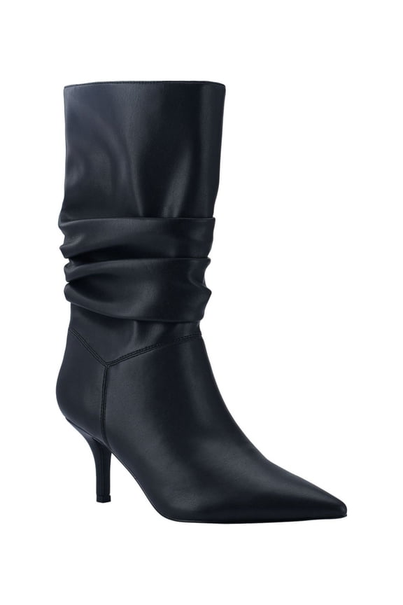 Womens Black Padded Manya Pointed Toe Kitten Heel Dress Slouch Boot 5.5 M