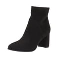 thumbnail image 1 of MARC FISHER Womens Black Padded Retire Pointed Toe Block Heel Zip-Up Leather Dress Booties 7.5 M, 1 of 4