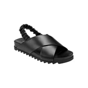 MARC FISHER Womens Black Ruched Elastic Back Strap Ankle Strap Jivin Round Toe Slip On Sandals 8 M