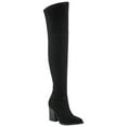 thumbnail image 1 of MARC FISHER Womens Black Stretch Goring Padded Meyana Pointy Toe Block Heel Zip-Up Dress Boots 6 M, 1 of 4