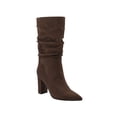 thumbnail image 1 of MARC FISHER Womens Brown Ruched Galley Pointy Toe Block Heel Heeled Boots 7.5 M, 1 of 4