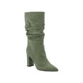 thumbnail image 1 of MARC FISHER Womens Green Ruched Galley Pointy Toe Block Heel Dress Boots 8 M, 1 of 4