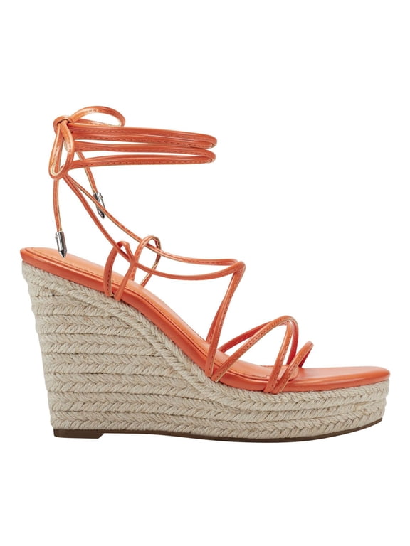 Womens Orange 1" Platform Lace Strappy Kyle Almond Toe Wedge Buckle Dress Espadrille Shoes 10 M