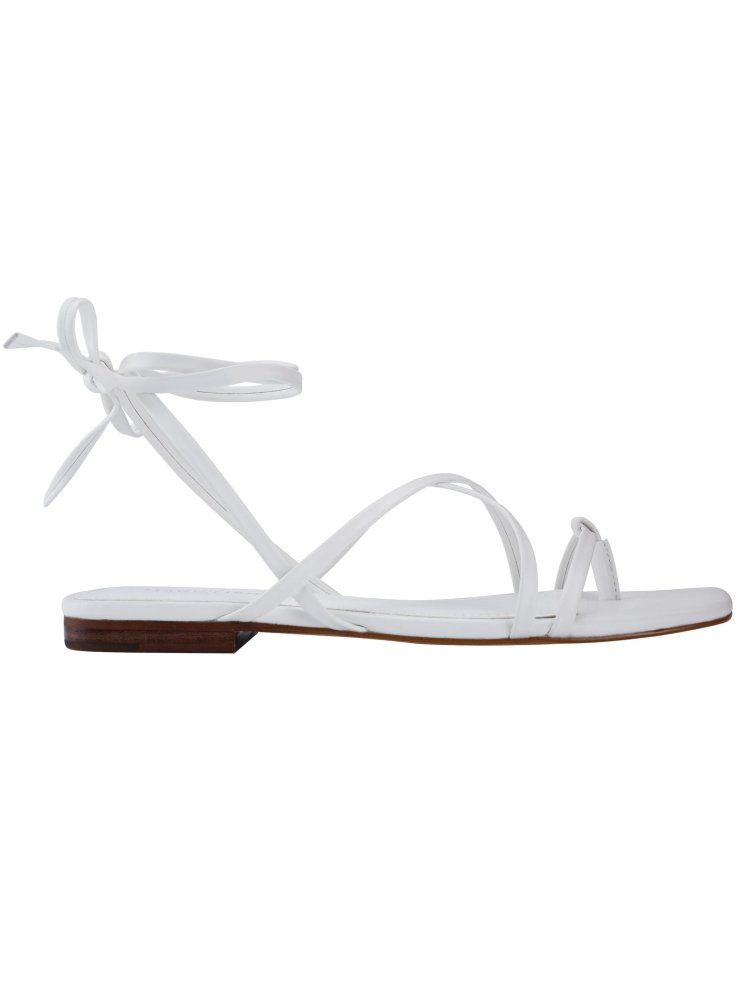 MARC FISHER Womens White Strappy Latent Square Toe Lace Up Thong Sandals Shoes 9.5 M