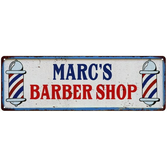 MARC'S Barber Shop Hair Salon Gift Metal Sign Retro 6x18 206180031326