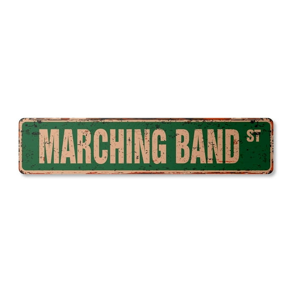 MARCHING BAND Vintage Plastic Street Sign high school football military cheerleader | Indoor/Outdoor | 24" Wide