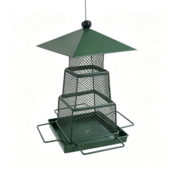 MARCHROSE Green Metal Wild Bird Feeder, Retractable Capacity Squirrel-Resistant Hanging Bird Feeder for Garden Yard