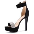 thumbnail image 1 of MARCO REPUBLIC Naples Women's Open Toe High Heel Sandals Platform Shoes Stiletto Heels, Black, Sizes 5-11, 1 of 7