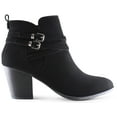 thumbnail image 1 of MARCO REPUBLIC Switzerland Women's Ankle Boots Almond Toe Mid Heel Chunky Block Stacked Heels Booties, Black, Sizes 5-11, 1 of 7