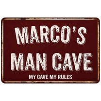 MARCO'S Man Cave Red Grunge Sign 8 x 12 High Gloss Metal Sign 208120003203