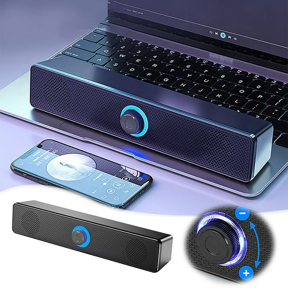 MARCUVMK Gaming Speakers PC Speakers Desktop USB Wired Computer Audio Plug and Play Laptop Desktop Phone Subwoofer 4D Surround Sound Effect Computer Speakers for Desktop PC