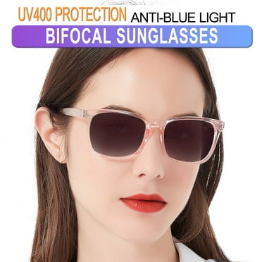 MARE AZZURO Bifocal Reading Sunglasses Women Trendy Square Outdoor Readers 0.0 1.0 1.5 2.0 2.5 3.0 3.5 4.0 (Pink, 2.50)