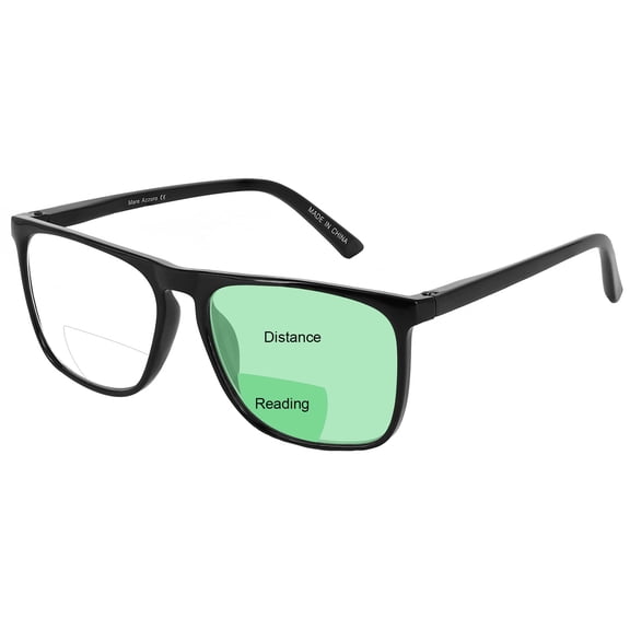 MARE AZZURO Large Bifocal Reading Glasses Men Blue Light Blocking Readers Square Reader 0 1.0 1.25 1.5 1.75 2.0 2.25 2.5 2.75 3.0 3.5 (Black, 275), Polycarbonate Lens