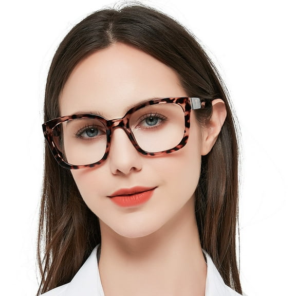 MARE AZZURO Large Square Reading Glasses +1.00 Women Oversized Readers 1.0 1.25 1.5 1.75 2.0 2.25 2.5 2.75 3.0 3.5 4.0 5.0 6.0 (Leopard, 1.00)