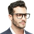 thumbnail image 1 of MARE AZZURO Oversized 1.25 Reading Glasses Men Big Square Readers for Large Head 1.0 1.25 1.5 1.75 2.0 2.25 2.5 2.75 3.0 3.5 4.0 5.0 6.0 (Black, 125), Polycarbonate Lens, 1 of 6