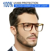 MARE AZZURO Oversized Blue Light Computer Glasses Men Digital Screen Reader Brown, 0