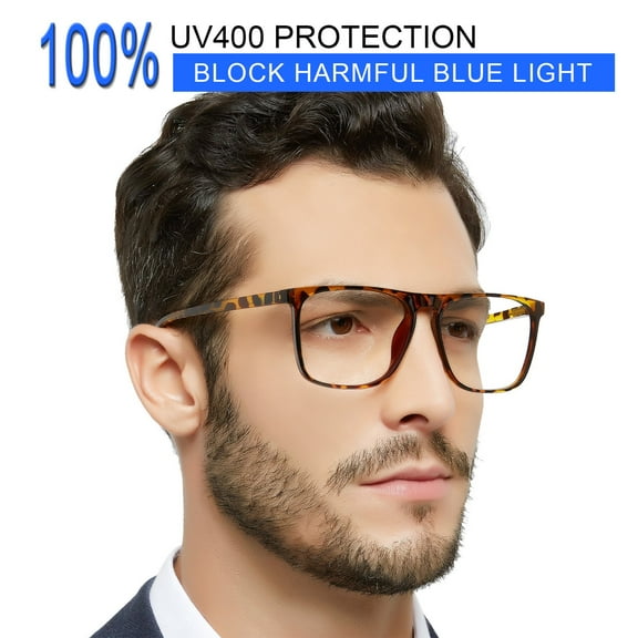 MARE AZZURO Oversized Blue Light Computer Glasses Men Digital Screen Reader 0 1.0 1.25 1.5 1.75 2.0 2.25 2.5 2.75 3.0 3.5 4.0 5.0 6.0 (Brown, 0) Composite Lens