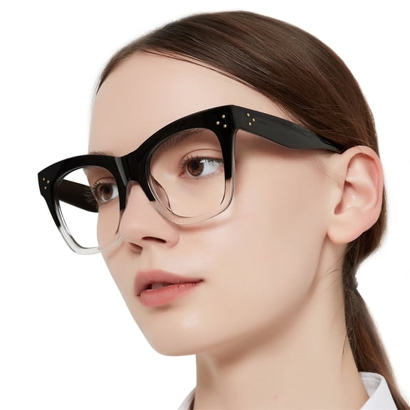 MARE AZZURO Oversized Reading Glasses 2.75 Women Trendy Large Readers 0.0 1.0 1.25 1.5 1.75 2.0 2.25 2.5 2.75 3.0 3.5 4.0(Black/Clear, 275) Composite Lens
