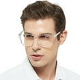 thumbnail image 1 of MARE AZZURO Oversized Reading Glasses Men Trendy Large Square Readers 100 125 150 175 200 225 250 275 300 350 400 500 600 (Transparent, 1.75), 1 of 7