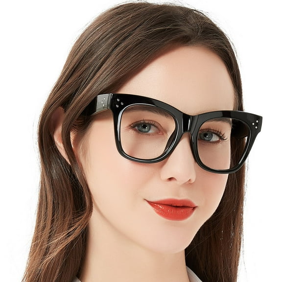 MARE AZZURO Oversized Reading Glasses Women Big Square Readers 1.0 1.5 2.0 2.5 3.0 3.5 (Black, 3.50)