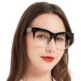 thumbnail image 1 of MARE AZZURO Oversized Reading Glasses Women Big Square Readers 1.00 1.50 2.00 2.50 3.00 3.50 (Black-clear, 300), 1 of 7