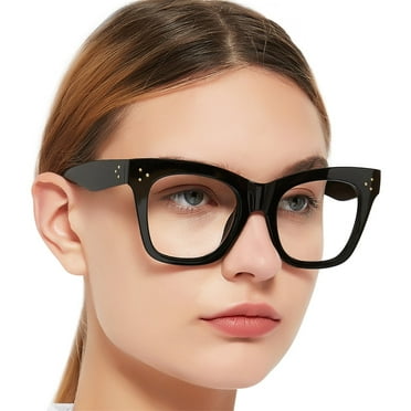 MARE AZZURO Oversized Reading Glasses Women Trendy Large Readers 0.0 1.0 1.25 1.5 1.75 2.0 2.25 2.5 2.75 3.0 3.5 4.0(Black, 150) Composite Lens