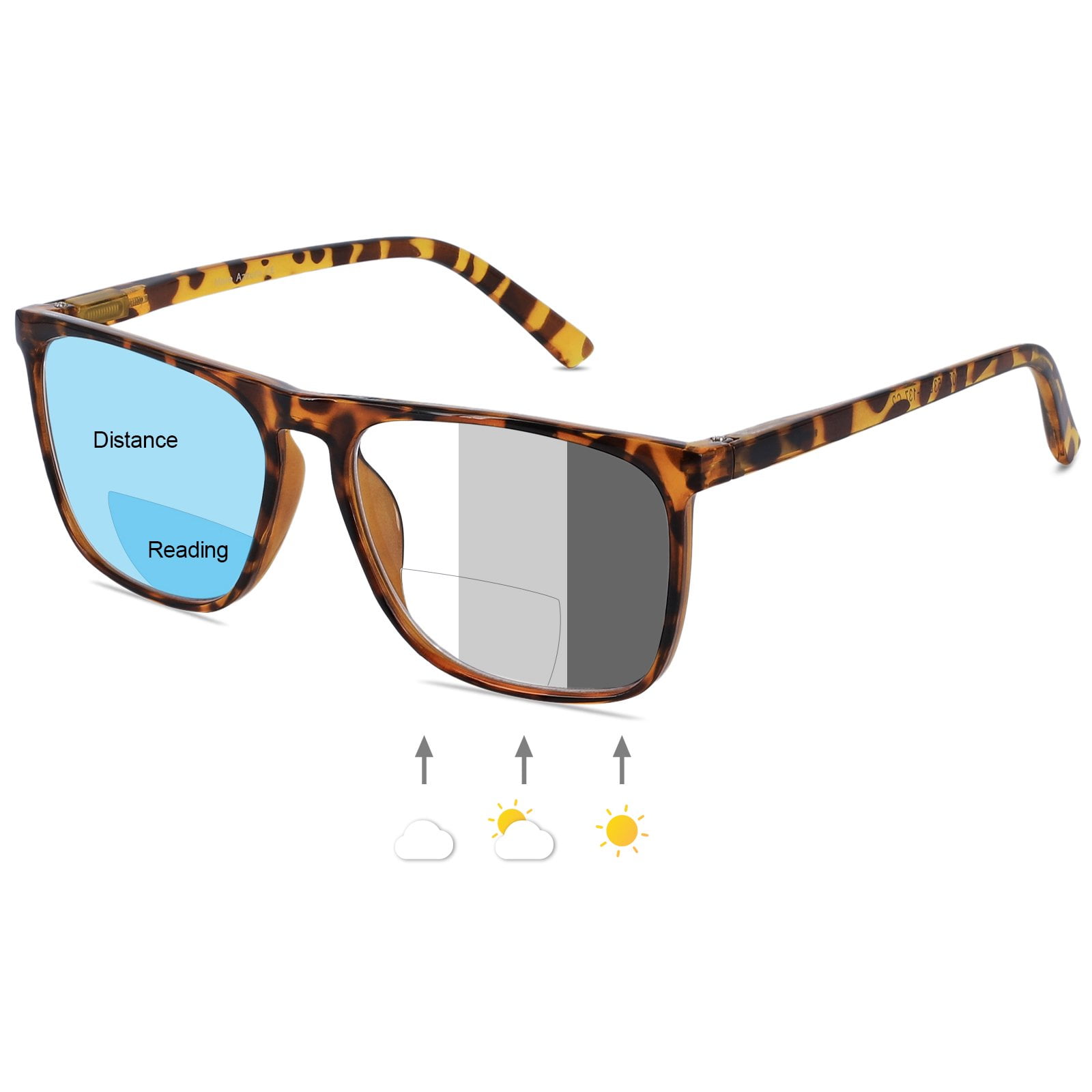 「Seeing Visions」 MARE AZZURO Photochromic Bifocal Reading Glasses Men Blue Light