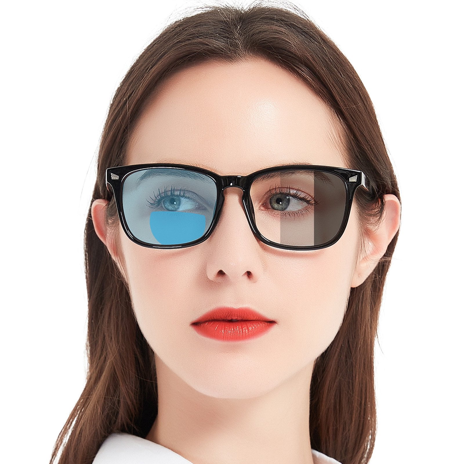 MARE AZZURO Photochromic Bifocal Reading Glasses Women Blue Light Blocking Square Readers Sunglasses 1.0 1.5 2.0 2.5 3.0 3.5 4.0 (Black, 1.50)