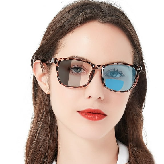 MARE AZZURO Photochromic Bifocal Reading Glasses Women Blue Light Blocking Square Readers Sunglasses 1.0 1.5 2.0 2.5 3.0 3.5 4.0 (Leopard, 2.00)