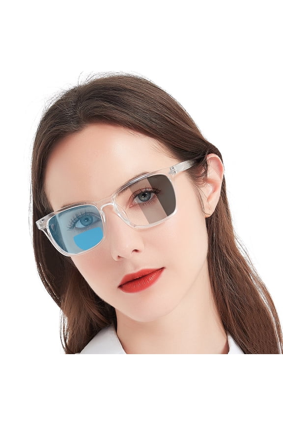 Photochromic Bifocal Reading Glasses Women Blue Light Blocking Square Readers Sunglasses 1.0 1.5 2.0 2.5 3.0 3.5 4.0 (Transparent, 2.50)