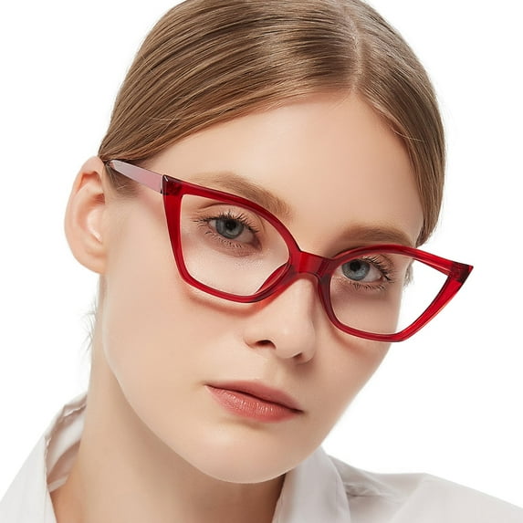 MARE AZZURO Reading Glasses 1.00 Women Retro Cateyed Readers 1.0 1.25 1.5 1.75 2.0 2.25 2.5 2.75 3.0 3.5 4.0 5.0 6.0 (Red, 100),Composite Lens