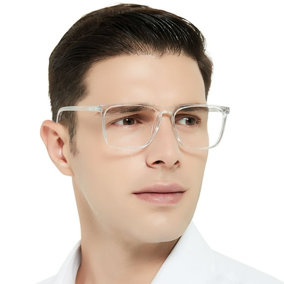 MARE AZZURO Reading Glasses 2.75 Men Oversize Square Readers for Large Head 1.0 1.25 1.5 1.75 2.0 2.25 2.5 2.75 3.0 3.5 4.0 5.0 6.0 (Transparent, 275), Polycarbonate Lens