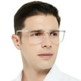 thumbnail image 1 of MARE AZZURO Reading Glasses 3.00 Men Oversize Square Readers for Large Head 1.0 1.25 1.5 1.75 2.0 2.25 2.5 2.75 3.0 3.5 4.0 5.0 6.0 (Transparent, 300), Polycarbonate Lens, 1 of 6