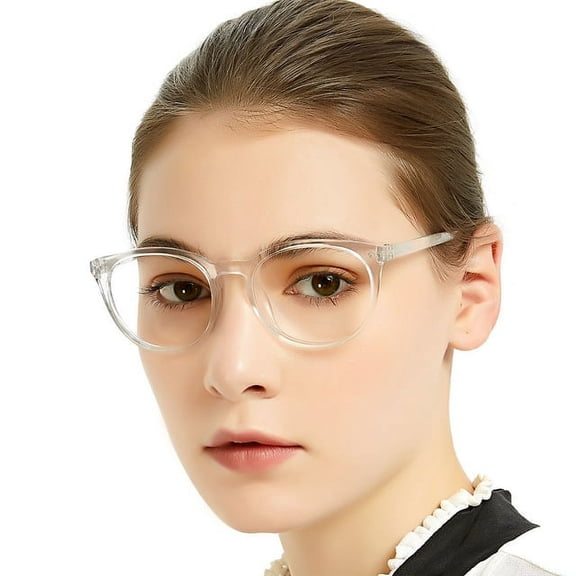 MARE AZZURO Women’s Trendy Round Spring Hinge Frame Reading Glasses (Clear)