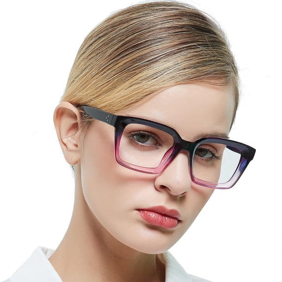 MARE AZZURO Square Reading Glasses 3.0 Women Trendy Large Readers 1.0 1.25 1.5 1.75 2.0 2.25 2.5 2.75 3.0 3.5 4.0 5.0 6.0 (Purple, 3.00) Polycarbonate Lens