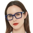 thumbnail image 1 of MARE AZZURO Square Reading Glasses 3.0 Women Trendy Large Readers 1.0 1.25 1.5 1.75 2.0 2.25 2.5 2.75 3.0 3.5 4.0 5.0 6.0 (Solid Blue, 3.00) Polycarbonate Lens, 1 of 7