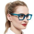 thumbnail image 1 of MARE AZZURO Square Reading Glasses 6.0 Women Trendy Large Readers 1.0 1.25 1.5 1.75 2.0 2.25 2.5 2.75 3.0 3.5 4.0 5.0 6.0 (Clear Blue, 6.00) Polycarbonate Lens, 1 of 7