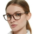 thumbnail image 1 of MARE AZZURO Womens Reading Glasses 2.0 Trendy Round Readers 100 125 150 175 200 225 250 275 300 350 400 500 600 (Leopard, 2.00) with Spring Hinge, Composite Lens, 1 of 7