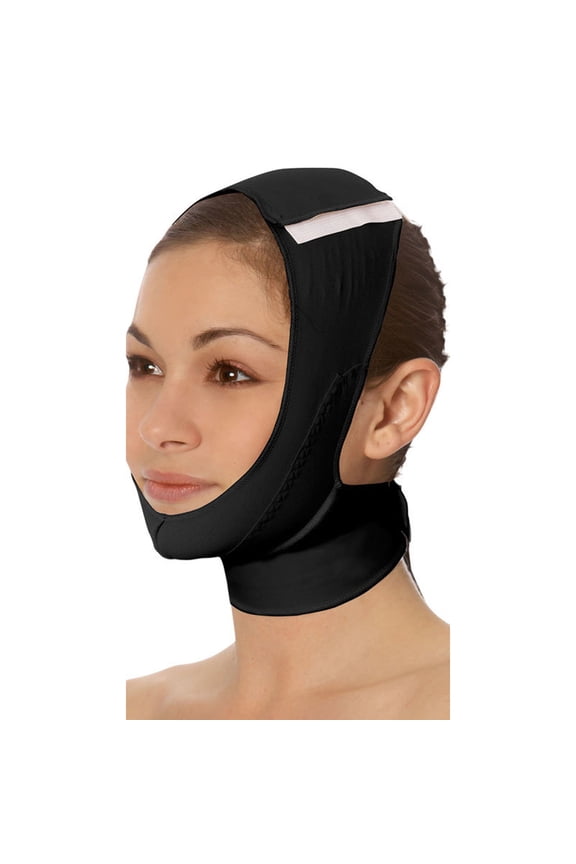 Recovery Compression Garments Chin Strap - Mid-Neck Support with Hook & Loop Closure - Large - Black (FM100)