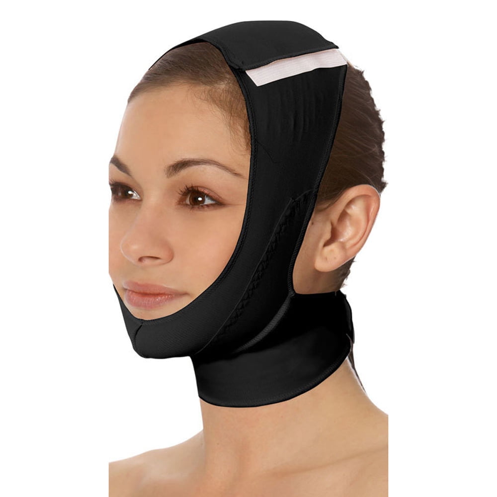 MARENA Recovery Compression Garments Chin Strap - Mid-Neck Support with  Hook & Loop Closure - Medium - Black (FM100) 