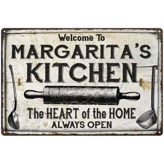MARGARITA'S Kitchen Farmhouse Sign 8 x 12 High Gloss Metal 208120033309